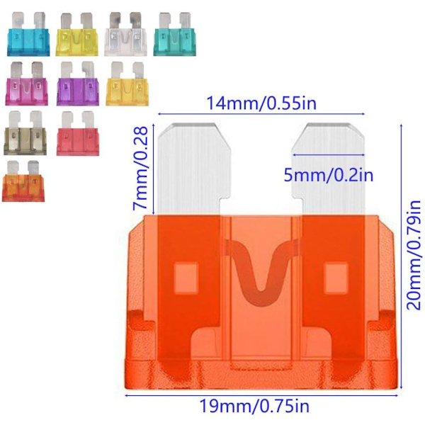 32V 40A 8-vejs standard sikringsboks, vandtæt 6,3 mm sikringsboksholder, med 10 stk. løse bladfuse (3A 5