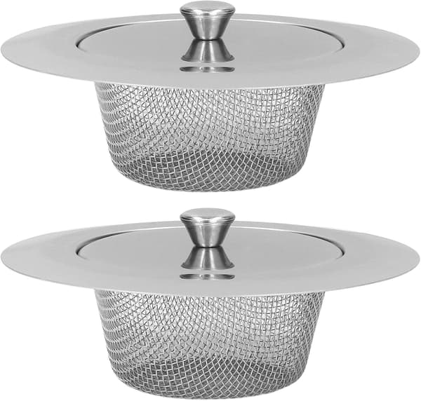 （11×11×3.5cm）Set med 2 Diskbänksfilter Rostfria Diskbänksilar med Lock för Badrum med Lock