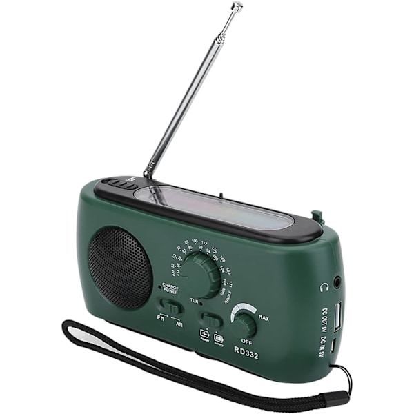 stk. Nødradio med håndsveiv og lommelykt, Solar LED AM/FM-radio med USB-kabel, Nødlykt lommelykt campinglader