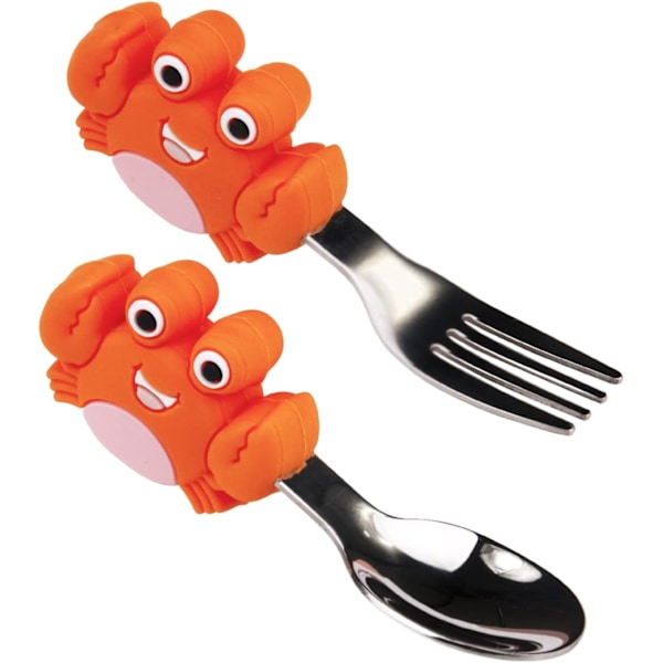 Toddler Bestiksæt, 2 Dele, Silikone og Rustfrit Stål, BPA-fri, Let at Holde, Babygave