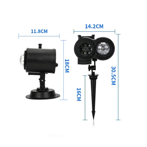 Julelys LED-projektorlampe, 16 dager juleprojektorlys