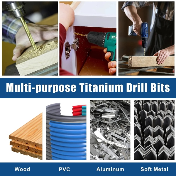 Titanium Twist Drill Bit Set - 13 deler HSS stål sekskantskaft