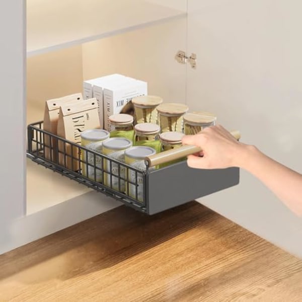 23,5 cm B x 39,5 cm D x 11 cm H Teleskopisk Skuff, Kjøkkenskap Organizer med Håndtak, Skyve
