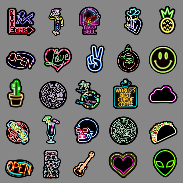 Vedenpitävät graffititarrat, graffititarrat, neon-graffititarrat kannettaville tietokoneille, moottoripyörille 100pcs
