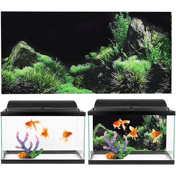 3D-effekt sjøbunn vann gress plakat selvklebende reptil terrarium akvarium bakteppe 91 x 61cm