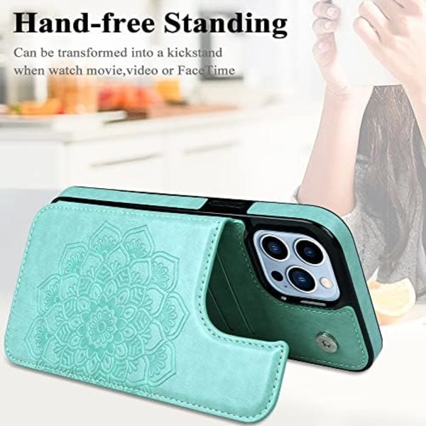 iPhone 15 Pro Max Etui med Kortlomme, Blomst Magnetisk Bagside Flip Etui til iPhone 15 Pro Max Pengepung Etui til Kvinder, Pro