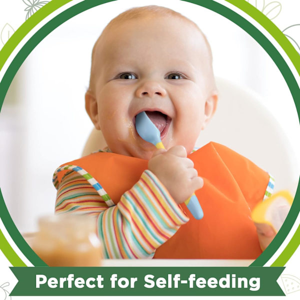 3 Set Toddler Bestick Baby Skedar och Gafflar Set med Fodral Böjbar Självmatningsträning Bestick Silikon Sked Gaffel