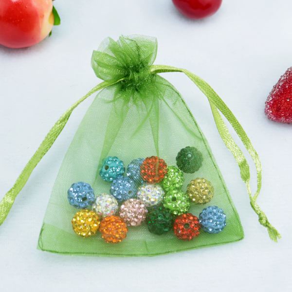 Blå drøm 100 stk. grøn (7x9cm) organzaposer, organza gaveposer