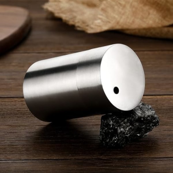 4,7x8cm Premium Tandpirkersæt i Rustfrit Stål - Børstet Overflade, Elegant Cylinderdesign