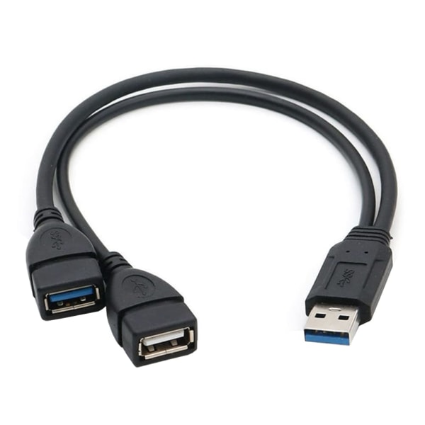 USB 3.0 - 2* USB naarassovitin, USB uros - USB 3.0 naaras ja USB 2.0 Fem