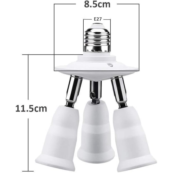 E27-kolminkertainen ruuvikiinnitteinen LED-lamppu, 360° säädettävä, AC 220-240V, 3