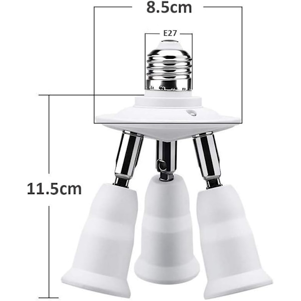 E27 Trippel for Skru-inn LED-pære, 360° Justerbar, AC 220-240V, 3