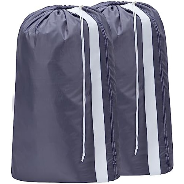2-pak XL Nylon Vaskesekk med Stropp, Stor Skittentøy Organiserer, Enkel Passform for Vaskkurv eller Kurv, Kan Bære Opp
