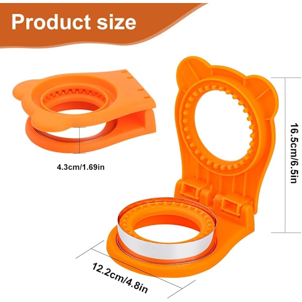 Kakeform, Sandwichkutter for barn, Kakekutter i rustfritt stål, Cookie cutter, Rund cookie cutter, Sandwichforsegler, Brødform i rustfritt stål