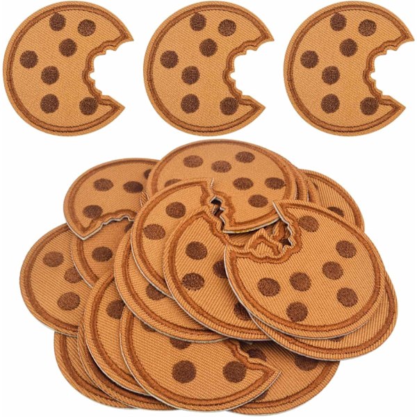 20 stk. Cookie Broderi Mærker, Chokolade Cookie Strygemærker