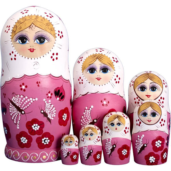 Märke av ryska dockor, 7 delar, Serie av ryska dockor Matryoshkas Poupee Russes 7 delar i smärta