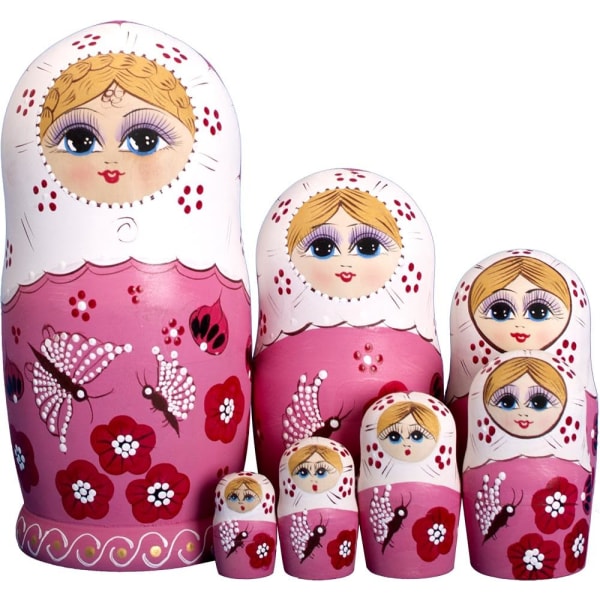 Pesänukkemerkki, 7 kpl, Venäläisten nukkejen sarja Matryos