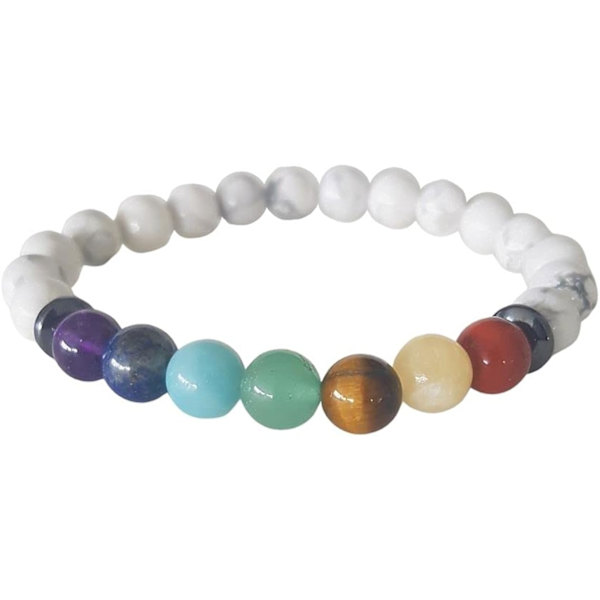 Naturstenarmband, Ljusbehandling, 8 mm Pärlor, Vulkanisk O
