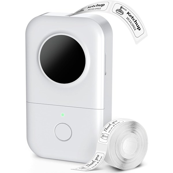 Etiketmaskine, bærbar Bluetooth mini-etiketprinter, smartphone håndholdt termisk klistermærke lille White