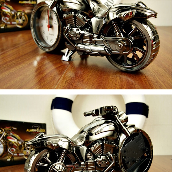 Silver, 230*130*60mm, Motorcykel Alarm Klocka Form, Kreativ Retro Heminredning