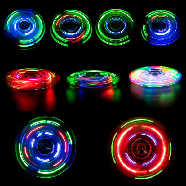 2 stk LED Lys Fidget Spinner - Krystallblå, Lys Fidget Fin