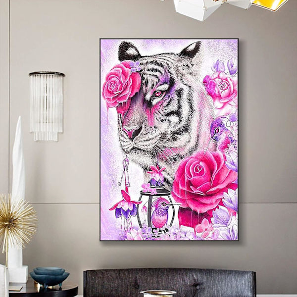 (30x40cm) DIY 5D Diamantmålning Tiger efter nummerkit, Diamo