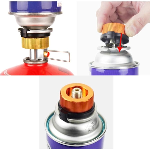 2 stk Automatisk Avstengnings Gassbeholderadapter Camping Gasskomfyr Adapter Utendørs Gasskobling for Campingkomfyr (Oransje)