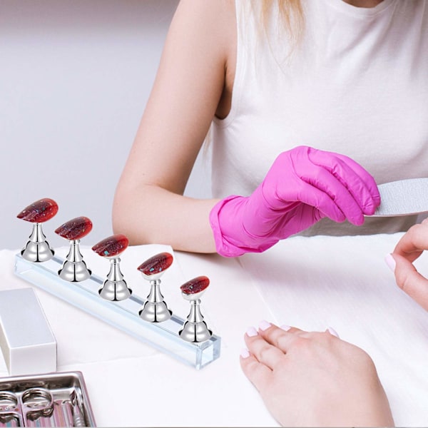 3 Set Akryl Nageldisplayställ Magnetisk Press på Naglar Övningshållare Ställ DIY Målning Fingernagelställ för Falska