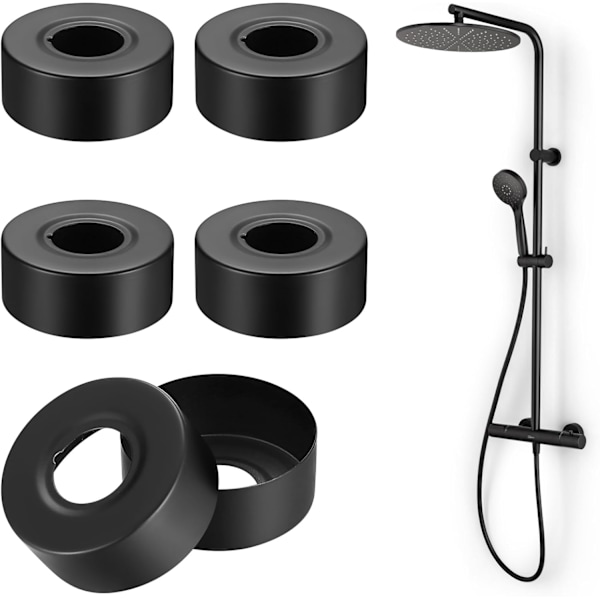 Pieces Svart Kranrosett, Ø 25 mm Dusjbatteri Rosett i Rustfritt Stål, Radiatorrørdeksel Kranrosett for Baderomsdusj Kran Dekorasjon