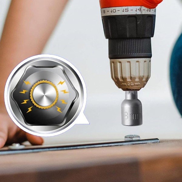 12-pack Socket Driver Bit Kit Adaptrar 8mm Hex 1/4 tum Hex Driver Bit för Sladdlösa Borr eller Skruvdragare Tillbehör