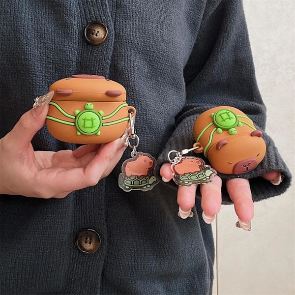 Söpö Kawaii -kotelo AirPods 4:lle, Kotelon suojus yhteensopiva AirPod 4. sukupolven 2024 kanssa, Hauska kapybara-iskunkestävä suojakuori Air podeille