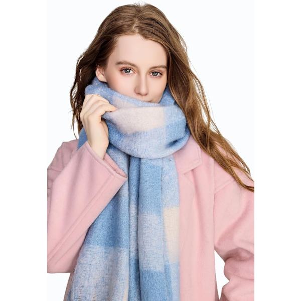 Kvinnors K Cashmere Stor Färgad Rutig Halsduk Vinter Varm Wrap Halsduk