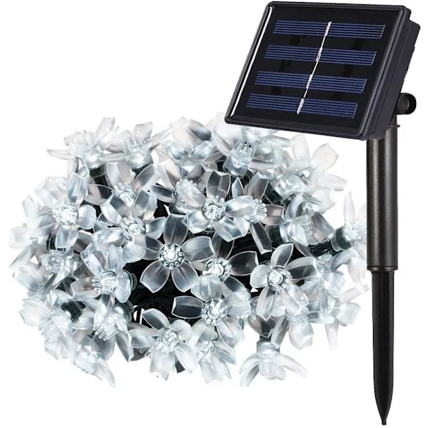 50LED aurinkokennovalosarja Kirsikkapuun keijuketju 50LED 8 tilaa Vedenpitävä Ulkopuutarha Krist
