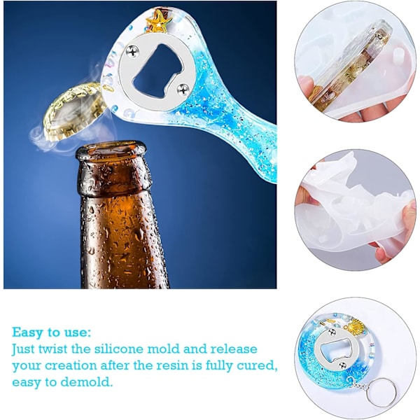 Flaskeåbnerform Silikone Flaskeåbner Kit Resin Flaskeåbnerforme med Skruer 10 Bi