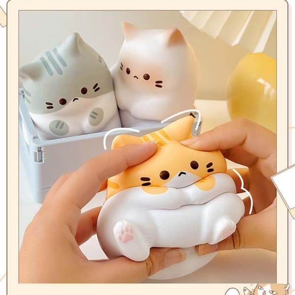 Søde katte stressbolde Squishy legetøj, skumdyreformede stressbolde til børn, elastiske sensoriske bolde festgaver stressaflastningslegetøj