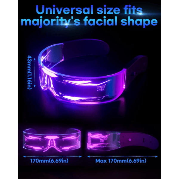 Thunder - Led Glasses - Luminous Glasses Cyberpunk Futuristic Neon Rave DJ Party Glasses -