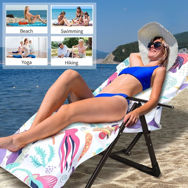 Stort badehåndkle, 70cmx150cm strandlaken, mikrofiberhåndkle, sandtett badehåndkle hurtigtørkende for strand/basseng/strandstoler (Havdyr)