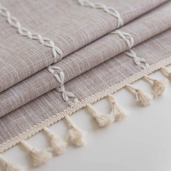 Nappe Carrée Nappe Coton et Lin Tissu avec Tassel Nappe de Tabl
