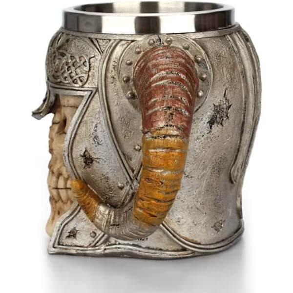 Rustfrit stål kranie ølkrus, Viking Tankard Warrior kranie krus, middelalderlig kranie drikkevare krus til C
