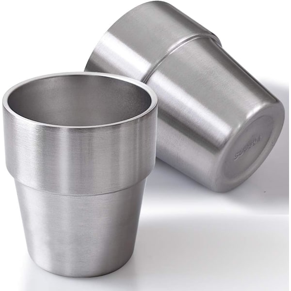 Pakke med 300ml rustfrie stålkopper, dobbeltveggede rustfrie stålkopper for grilling, hjemmekontor, fest, kjøring