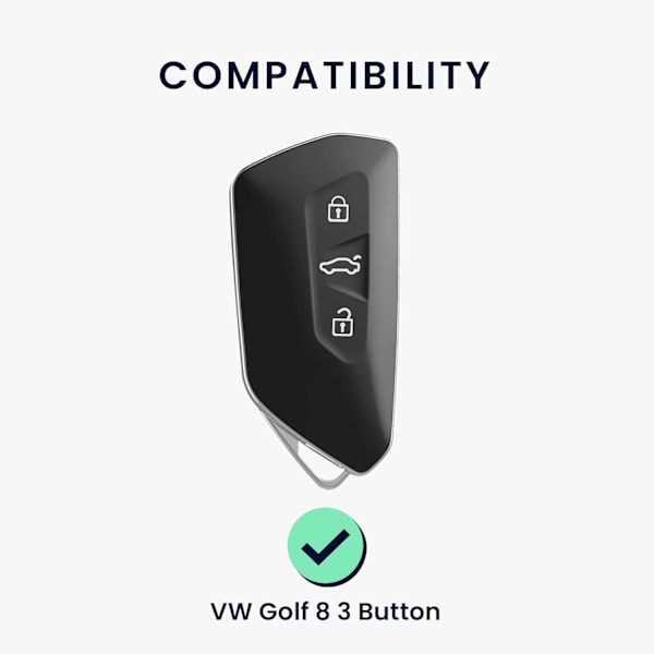 Svart+Vit Bilnyckelskydd Kompatibel med VW Golf 8 3-Knappars Bil