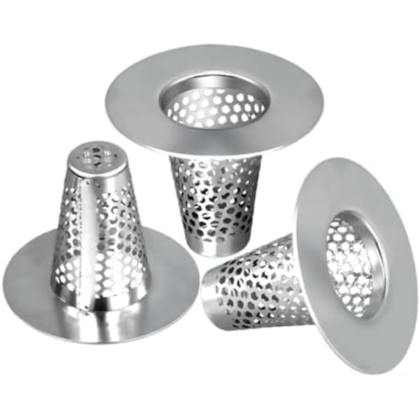 3 stk Dusjrist for hårfangst til 30-40 mm hull, 304 rustfritt stål konisk dusjristdeksel, hårfilter for vask, B