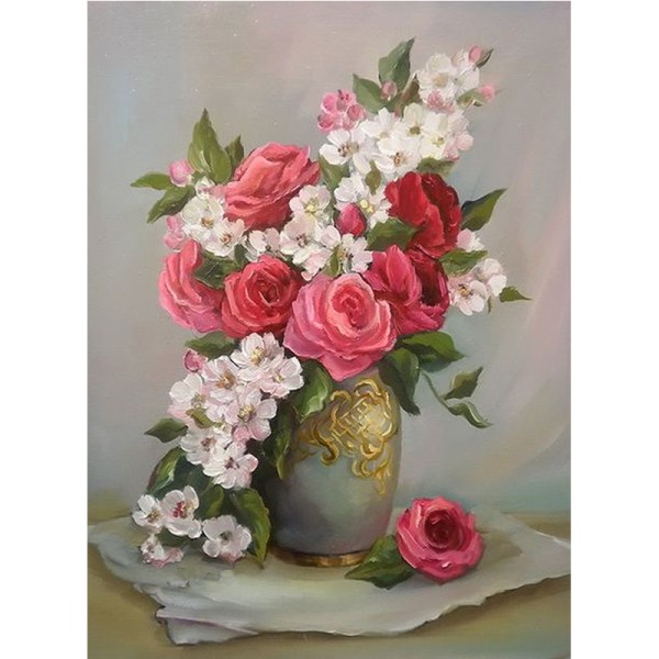 30x40 cm - 19 5D DIY Full Diamond Painting, Blomsterkomposition