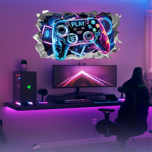3D Väggdekorationer för Spel, Stora Spelkontroll Dekaler, 3D Kontroll Väggdekal, Spel Väggposter Dekoration, Väggdekal för Pojkrum, 40 x 60