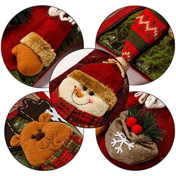3-pack Julstrumpor 21*42cm Klassiska Stora Strumpor Tomte, Snögubbe, Rensa Julkaraktär för Familj Semester Jul