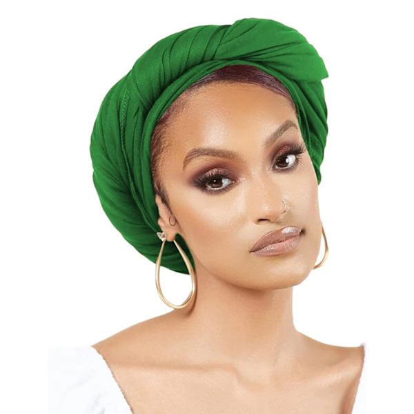 （Ljusgrön） Huvuddukar för svarta kvinnor Stretch Turban Afr