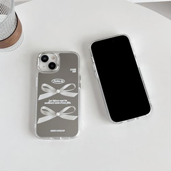 3D Perlebuesylt Makeup Speil Akryl Designet for iPhone-etui