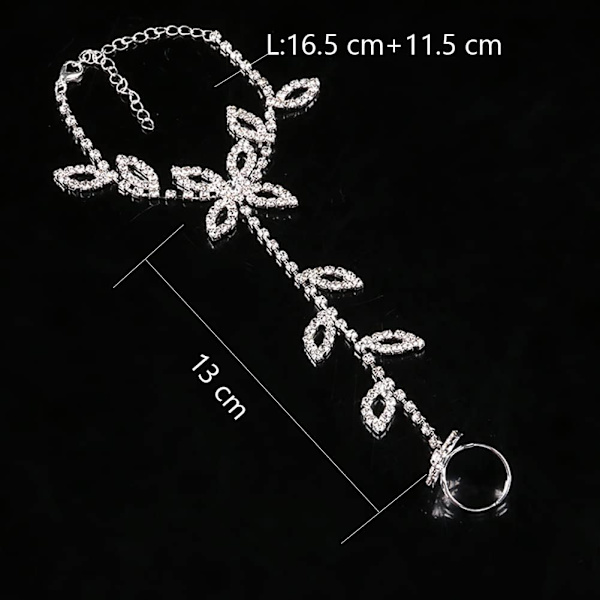 Bröllopsblad Ringar Armband Silver Anklet Hand Wrist Strap B