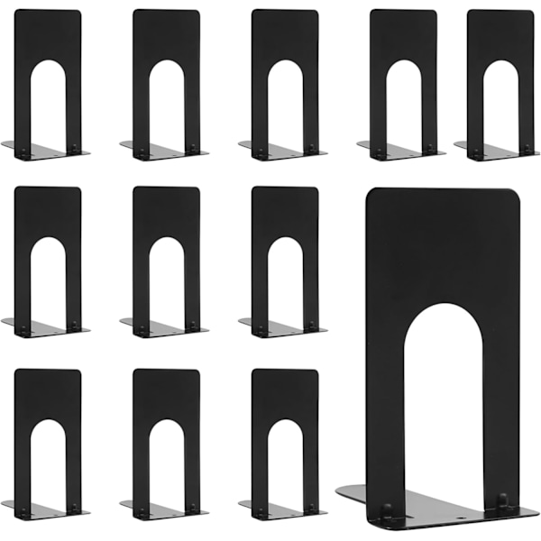 Par Bogstøtter, Metal Bogstøtter, Høj Kvalitets Bogstøtter, Anti-Ridse og Skridsikker, Velegnet til Kontorer, Skoler, Hjem og Biblioteker (Sort)