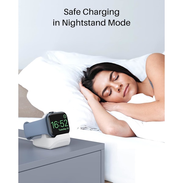 Laderstativ Kompatibelt med Apple Watch Ultra 2/Ultra/SE/Series 10/9/8/7/6/5/4/3/2/1, Silikon Ladestasjon f